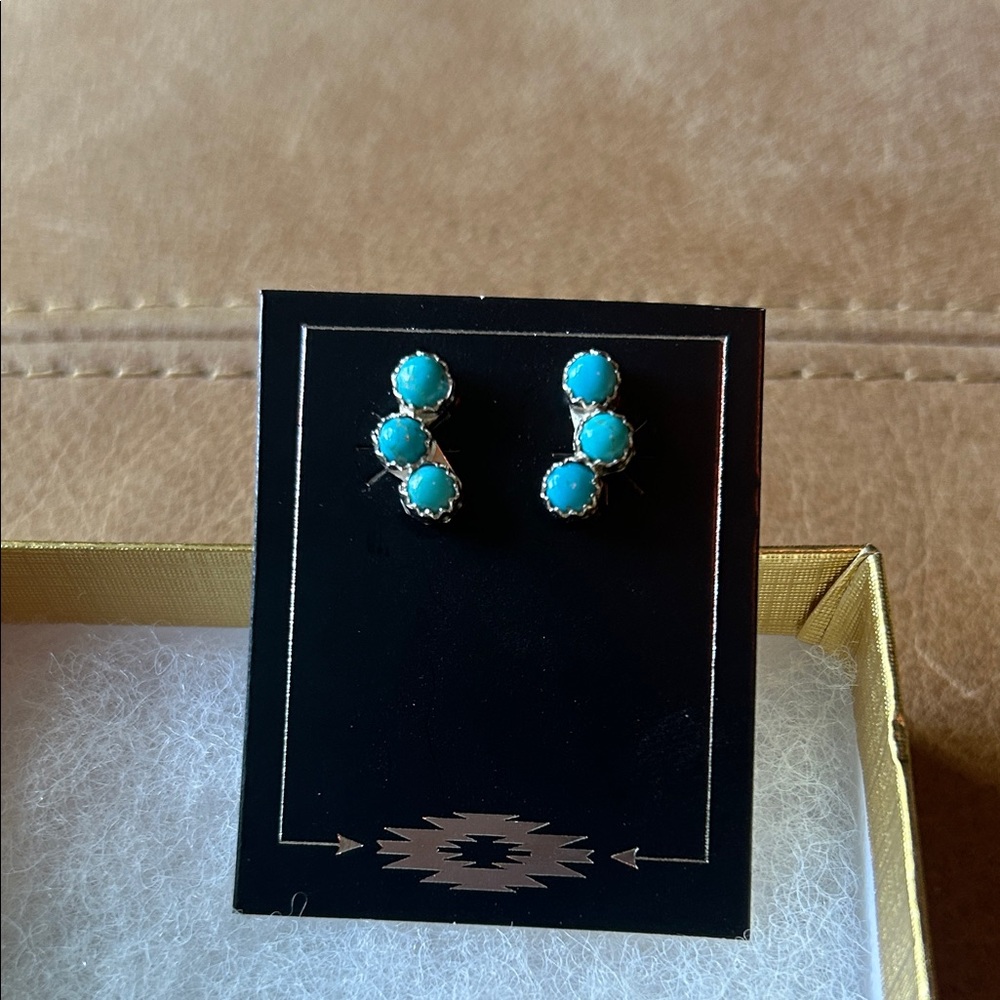 Turquoise Triple-Stud Earrings - Women Jewelry